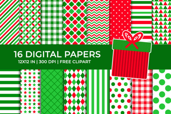 Christmas Digital Papers Set for Creative Projects