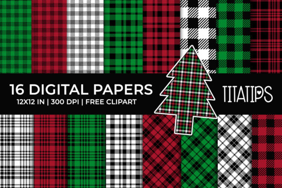 Christmas Tartan Plaid Digital Papers