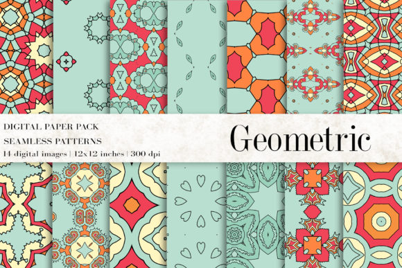 Geometric Vintage Digital Papers for Creative Projects