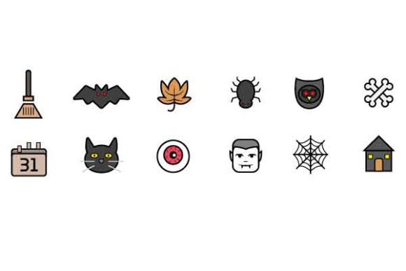 Halloween Icon Set Filled Outline for Creative and Practical Use