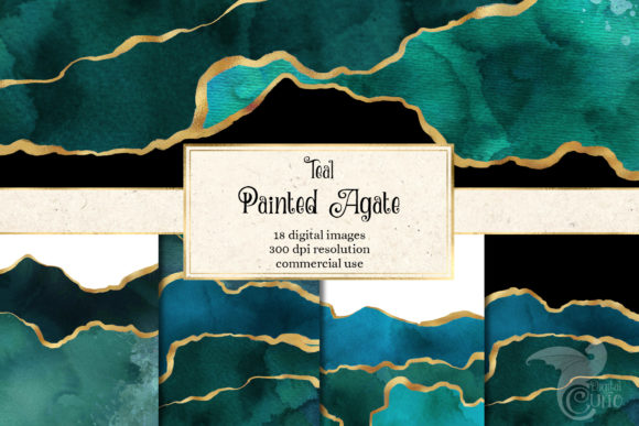 Painted Teal Agate for Creative Design Projects