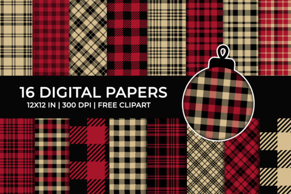 Red Lumberjack Digital Papers Set, Plaid: A Versatile Design Resource for Creators