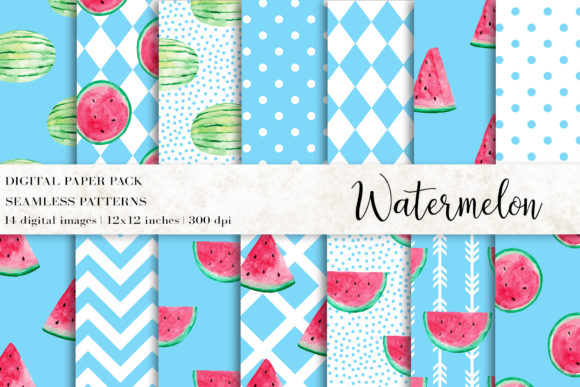 Watercolor Watermelon Digital Papers